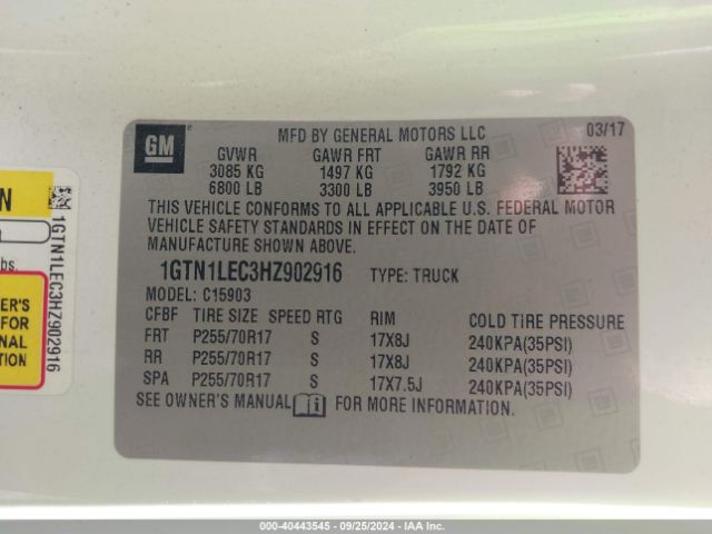 Photo 8 VIN: 1GTN1LEC4HZ905078 - GMC SIERRA 