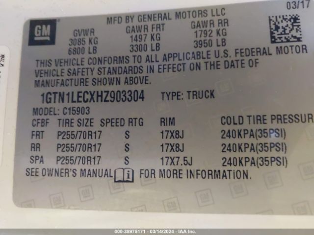 Photo 8 VIN: 1GTN1LECXHZ903304 - GMC SIERRA 1500 