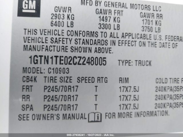 Photo 8 VIN: 1GTN1TE02CZ248005 - GMC SIERRA 1500 