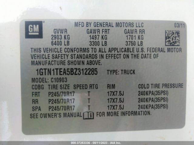 Photo 8 VIN: 1GTN1TEA5BZ312285 - GMC SIERRA 1500 