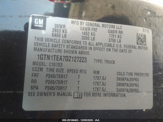 Photo 8 VIN: 1GTN1TEA7DZ127223 - GMC SIERRA 1500 