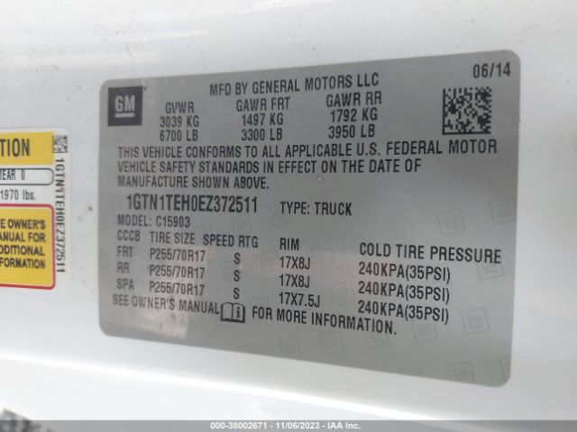 Photo 8 VIN: 1GTN1TEH0EZ372511 - GMC SIERRA 1500 