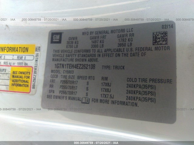 Photo 8 VIN: 1GTN1TEH4EZ262108 - GMC SIERRA 1500 