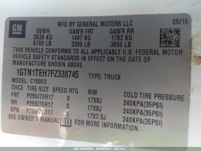 Photo 8 VIN: 1GTN1TEH7FZ338745 - GMC SIERRA 1500 