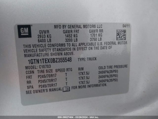 Photo 8 VIN: 1GTN1TEX0BZ355548 - GMC SIERRA 1500 