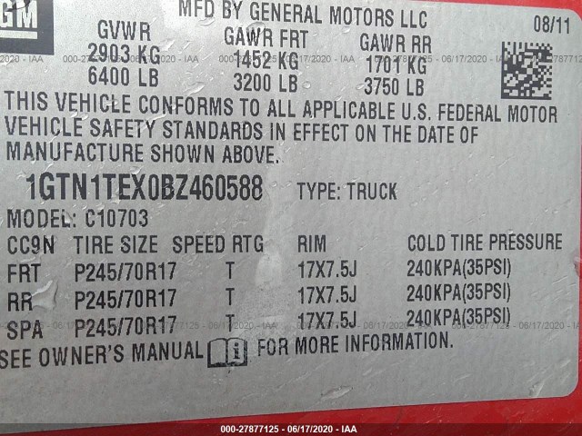 Photo 8 VIN: 1GTN1TEX0BZ460588 - GMC SIERRA 1500 