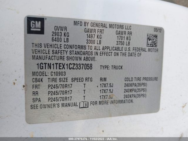 Photo 8 VIN: 1GTN1TEX1CZ337058 - GMC SIERRA 1500 