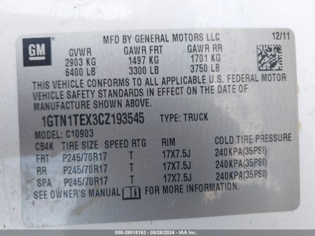 Photo 8 VIN: 1GTN1TEX3CZ193545 - GMC SIERRA 