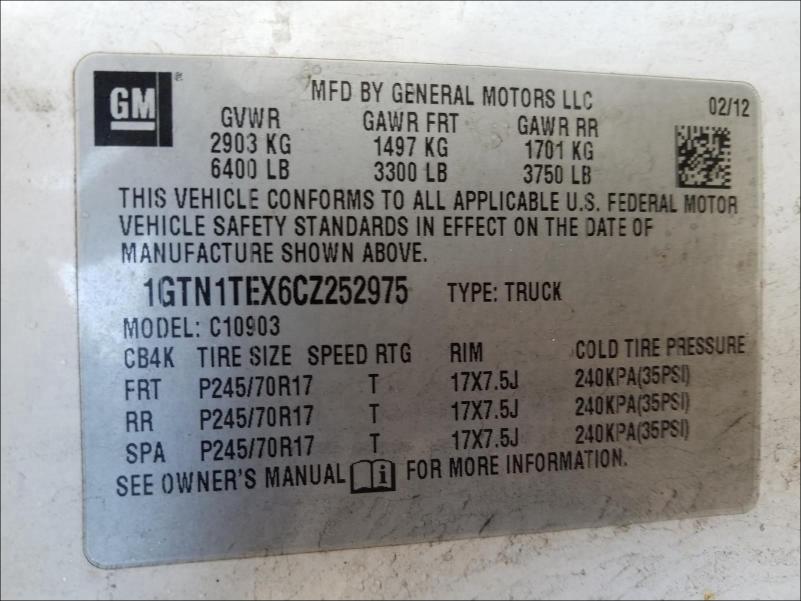 Photo 9 VIN: 1GTN1TEX6CZ252975 - GMC SIERRA C15 