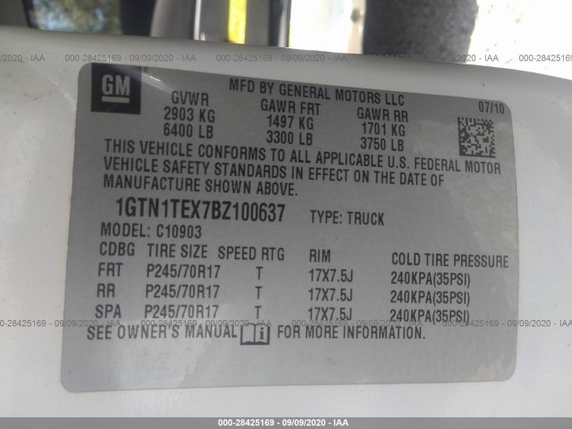 Photo 8 VIN: 1GTN1TEX7BZ100637 - GMC SIERRA 1500 