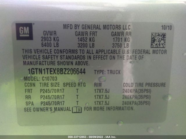 Photo 8 VIN: 1GTN1TEX8BZ206644 - GMC SIERRA 1500 