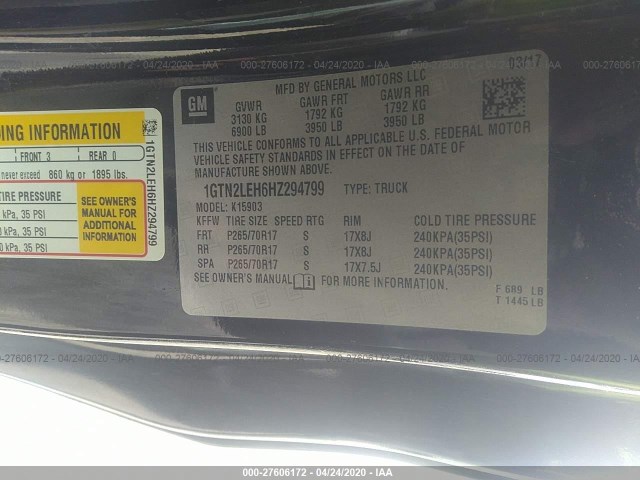 Photo 8 VIN: 1GTN2LEH6HZ294799 - GMC SIERRA 1500 