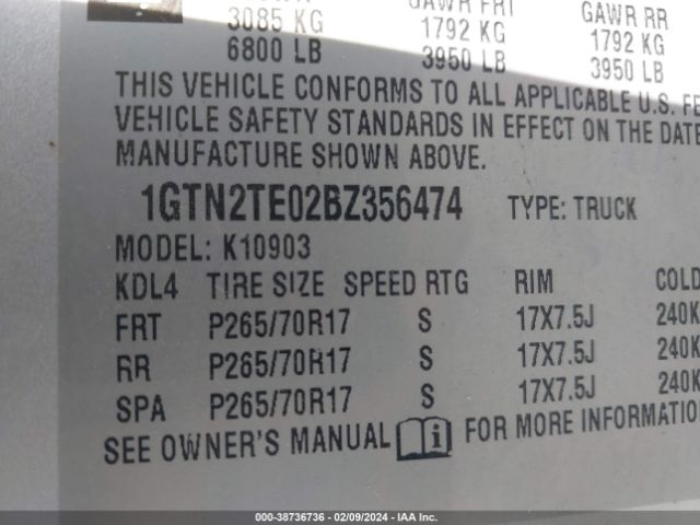 Photo 8 VIN: 1GTN2TE02BZ356474 - GMC SIERRA 1500 