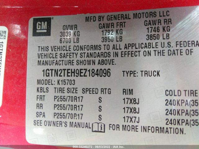 Photo 8 VIN: 1GTN2TEH9EZ184096 - GMC SIERRA 1500 