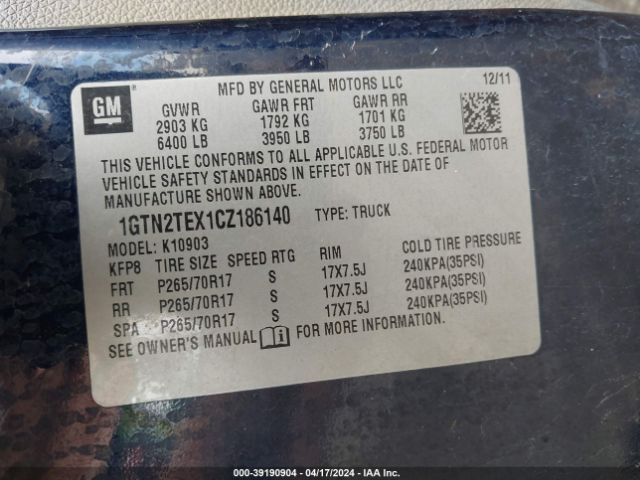 Photo 8 VIN: 1GTN2TEX1CZ186140 - GMC SIERRA 1500 