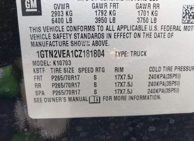 Photo 8 VIN: 1GTN2VEA1CZ181804 - GMC SIERRA 