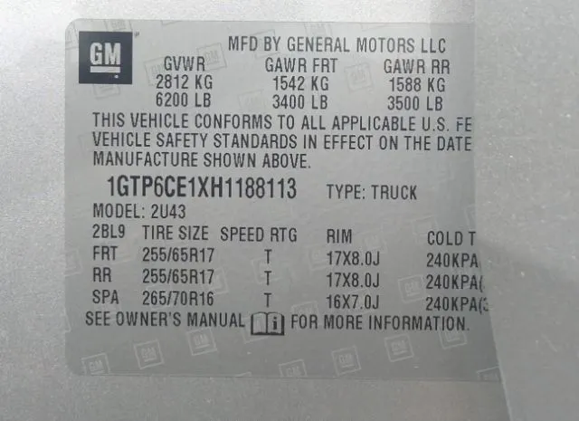 Photo 8 VIN: 1GTP6CE1XH1188113 - GMC CANYON 