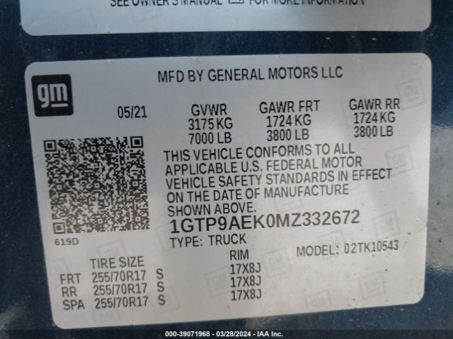 Photo 8 VIN: 1GTP9AEK0MZ332672 - GMC SIERRA 1500 