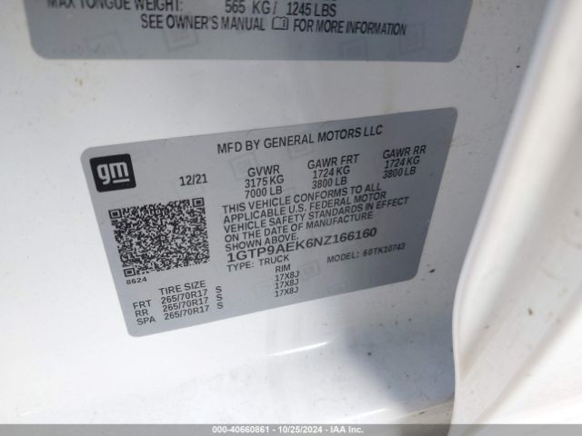 Photo 8 VIN: 1GTP9AEK6NZ166160 - GMC SIERRA LIMITED 