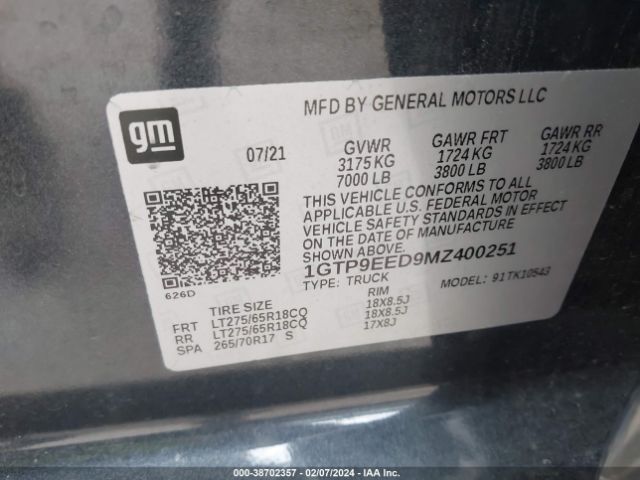 Photo 8 VIN: 1GTP9EED9MZ400251 - GMC SIERRA 1500 