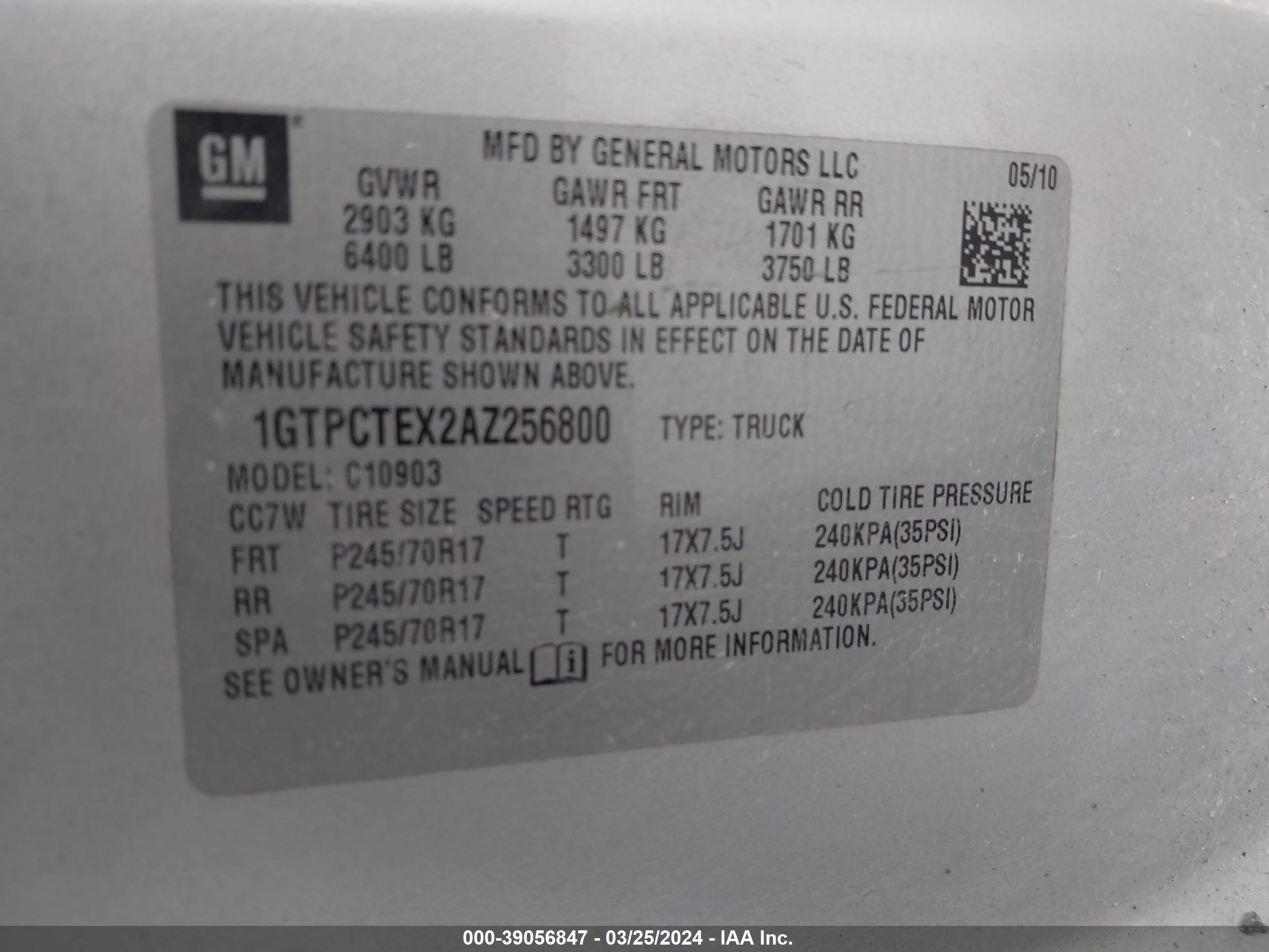 Photo 8 VIN: 1GTPCTEX2AZ256800 - GMC SIERRA 