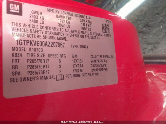 Photo 8 VIN: 1GTPKVE00AZ207967 - GMC SIERRA 1500 