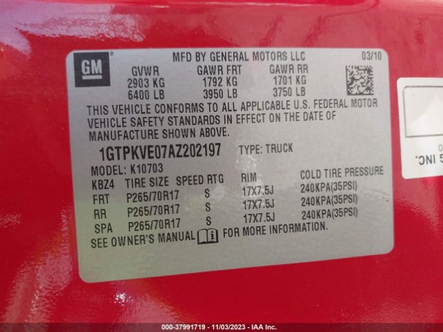 Photo 8 VIN: 1GTPKVE07AZ202197 - GMC SIERRA 1500 