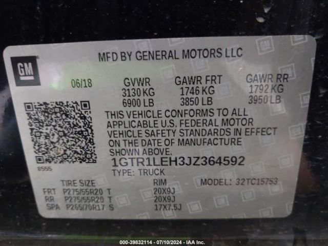 Photo 8 VIN: 1GTR1LEH3JZ364592 - GMC SIERRA 1500 