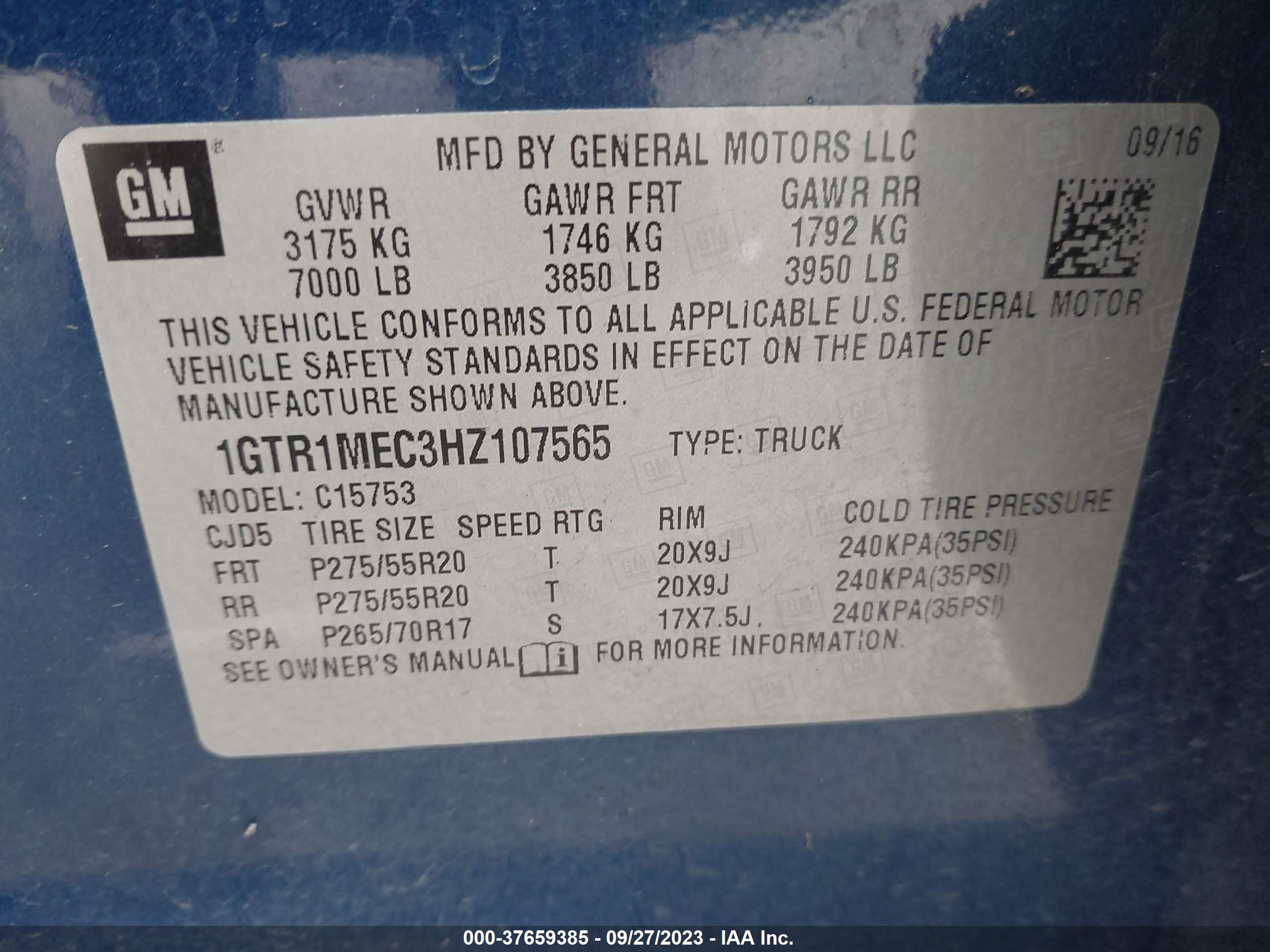 Photo 8 VIN: 1GTR1MEC3HZ107565 - GMC SIERRA 