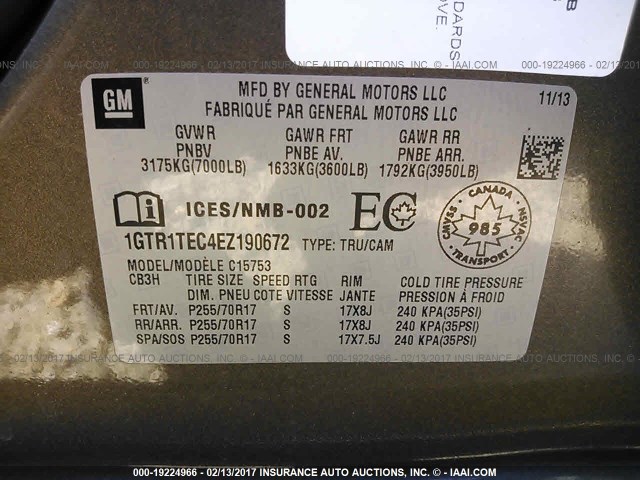 Photo 8 VIN: 1GTR1TEC4EZ190672 - GMC SIERRA 1500 