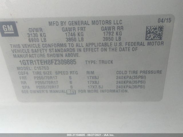 Photo 8 VIN: 1GTR1TEH8FZ309885 - GMC SIERRA 1500 