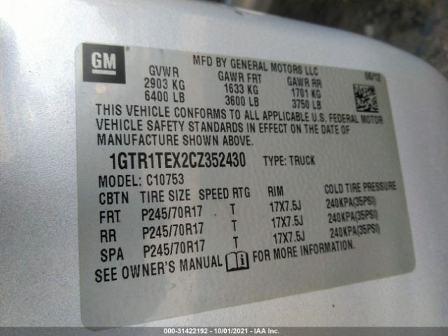 Photo 8 VIN: 1GTR1TEX2CZ352430 - GMC SIERRA 1500 