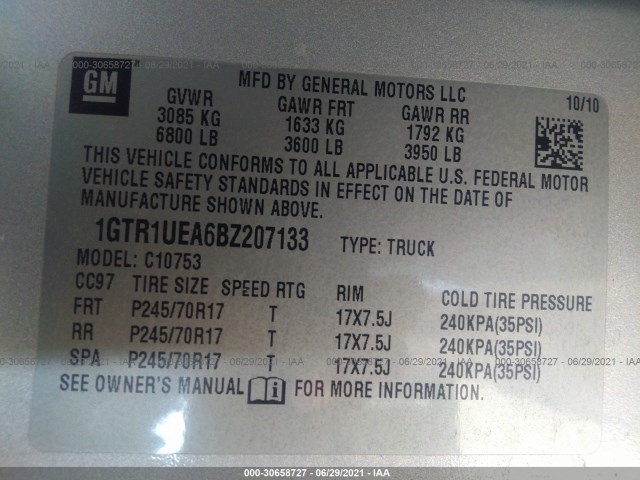 Photo 8 VIN: 1GTR1UEA6BZ207133 - GMC SIERRA 1500 