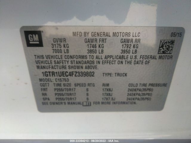 Photo 8 VIN: 1GTR1UEC4FZ339802 - GMC SIERRA 1500 