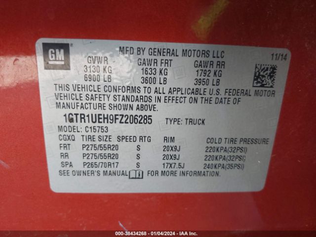 Photo 8 VIN: 1GTR1UEH9FZ206285 - GMC SIERRA 1500 