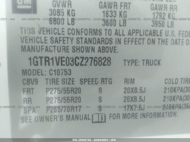 Photo 8 VIN: 1GTR1VE03CZ276828 - GMC SIERRA 1500 