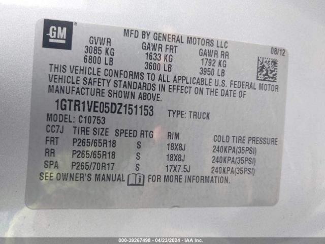 Photo 8 VIN: 1GTR1VE05DZ151153 - GMC SIERRA 1500 