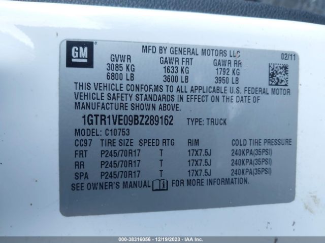 Photo 8 VIN: 1GTR1VE09BZ289162 - GMC SIERRA 1500 