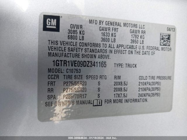 Photo 8 VIN: 1GTR1VE09DZ341165 - GMC SIERRA 1500 