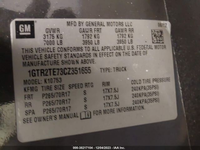 Photo 8 VIN: 1GTR2TE73CZ351655 - GMC SIERRA 1500 