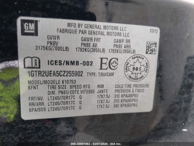 Photo 8 VIN: 1GTR2UEA5CZ255902 - GMC SIERRA 1500 