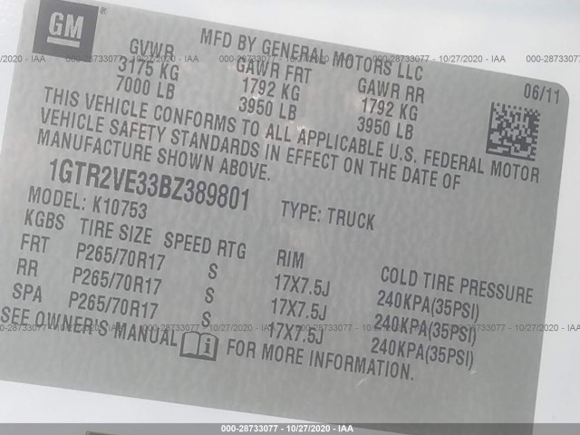 Photo 8 VIN: 1GTR2VE33BZ389801 - GMC SIERRA 1500 