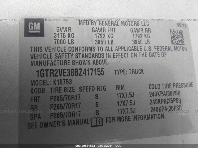 Photo 8 VIN: 1GTR2VE38BZ417155 - GMC SIERRA 1500 