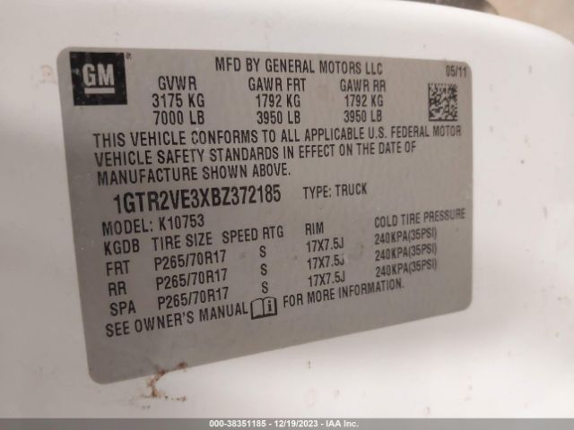 Photo 8 VIN: 1GTR2VE3XBZ372185 - GMC SIERRA 1500 