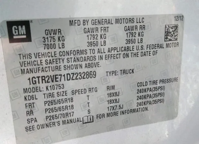 Photo 8 VIN: 1GTR2VE71DZ232869 - GMC SIERRA 1500 