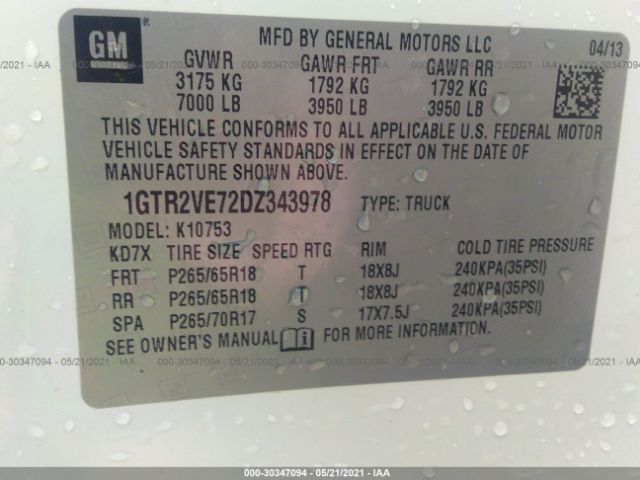 Photo 8 VIN: 1GTR2VE72DZ343978 - GMC SIERRA 1500 