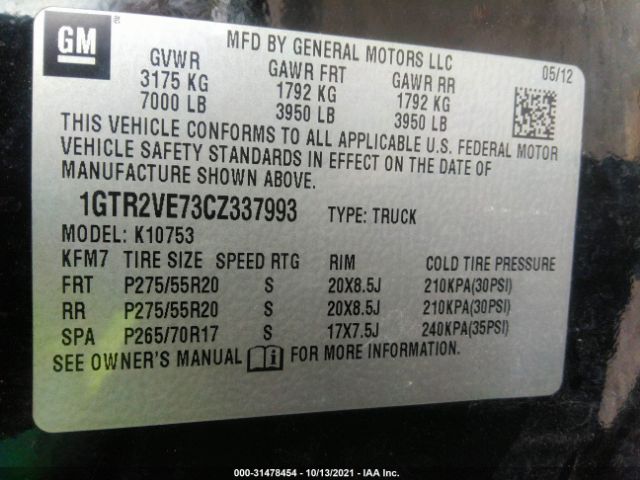 Photo 8 VIN: 1GTR2VE73CZ337993 - GMC SIERRA 1500 