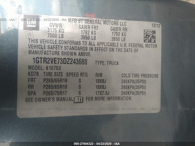 Photo 8 VIN: 1GTR2VE73DZ243680 - GMC SIERRA 1500 