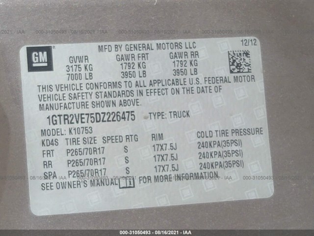 Photo 8 VIN: 1GTR2VE75DZ226475 - GMC SIERRA 1500 