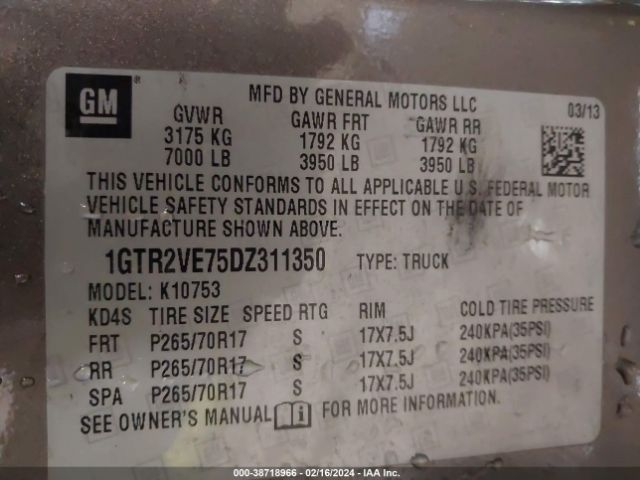 Photo 8 VIN: 1GTR2VE75DZ311350 - GMC SIERRA 1500 